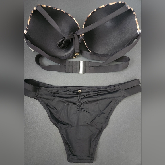 38D/XL/XL VS Archives Swim Banded PushUp Bikini Top Brazilian Sarong Bikini Set - Picture 3 of 16